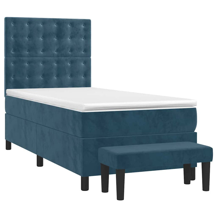 Pat box spring cu saltea, albastru închis, 80x200 cm, catifea - WALTI WALTI