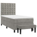 Pat box spring cu saltea, gri deschis, 90x190 cm, catifea - WALTI WALTI