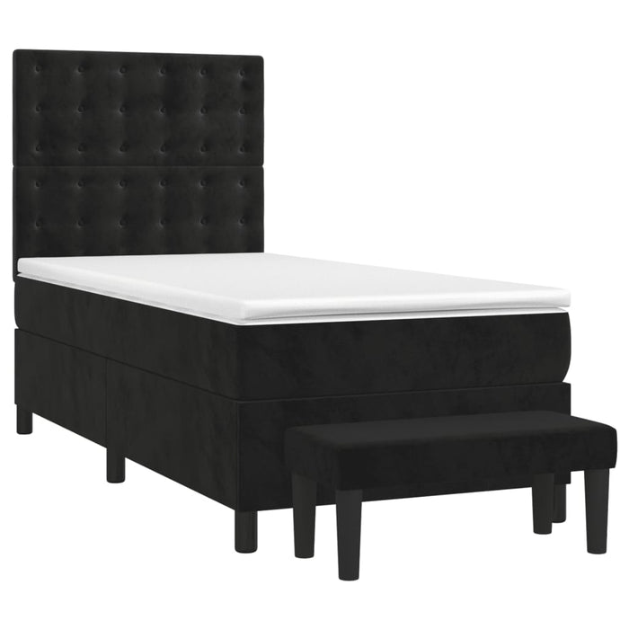 Pat box spring cu saltea, negru, 90x190 cm, catifea - WALTI WALTI