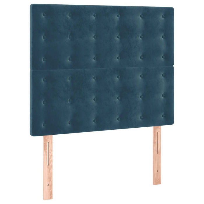 Pat box spring cu saltea, albastru închis, 90x190 cm, catifea - WALTI WALTI