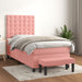 Pat box spring cu saltea, roz, 90x190 cm, catifea - WALTI WALTI