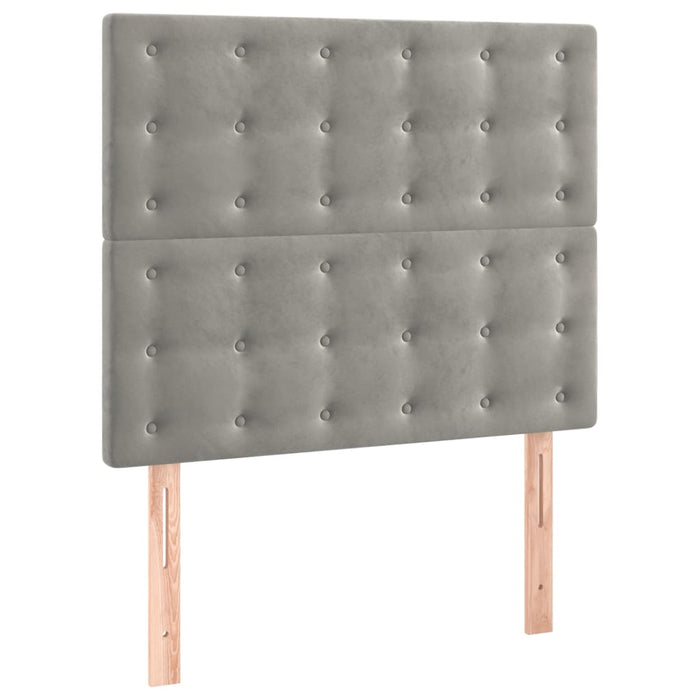 Pat box spring cu saltea, gri deschis, 100x200 cm, catifea - WALTI WALTI