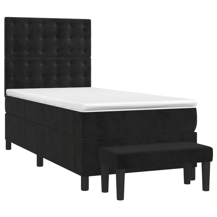 Pat box spring cu saltea, negru, 100x200 cm, catifea - WALTI WALTI