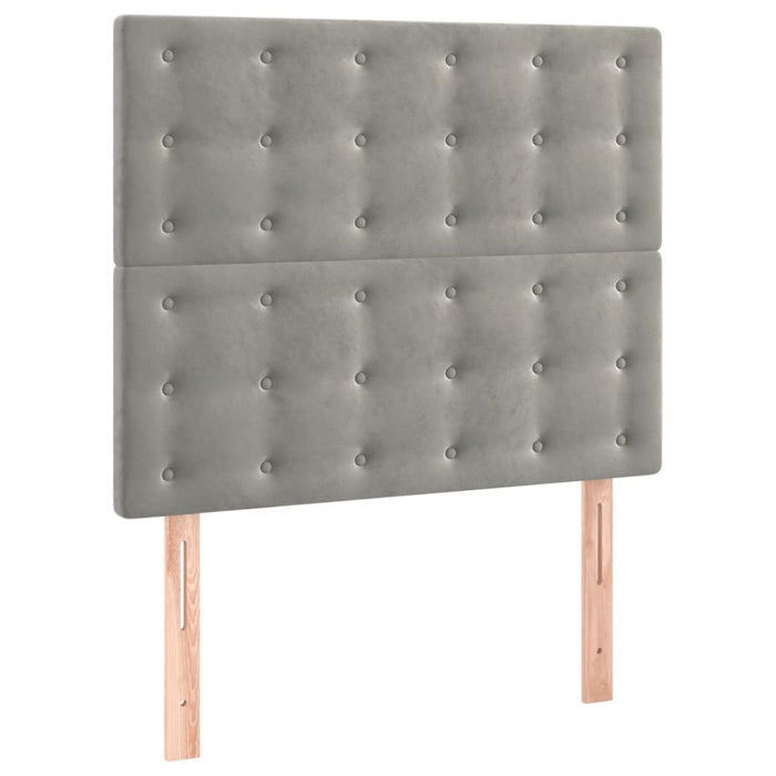 Pat continental cu saltea, gri deschis, 120x200 cm, catifea - WALTI WALTI