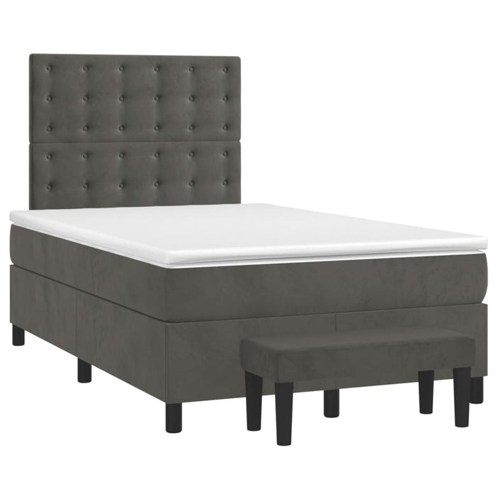 Pat box spring cu saltea, gri închis, 120x200 cm, catifea - WALTI WALTI