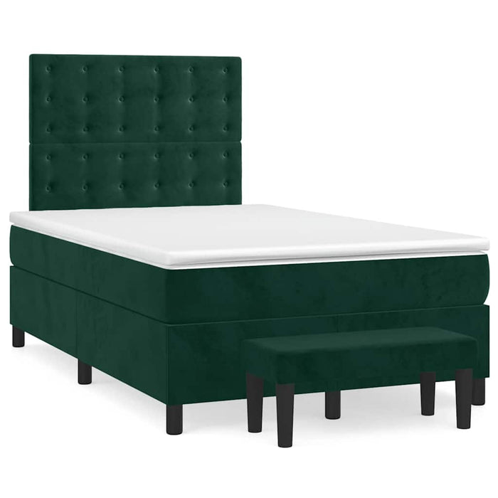 Pat box spring cu saltea, verde închis, 120x200 cm, catifea - WALTI WALTI