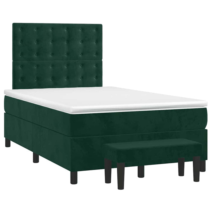 Pat box spring cu saltea, verde închis, 120x200 cm, catifea - WALTI WALTI