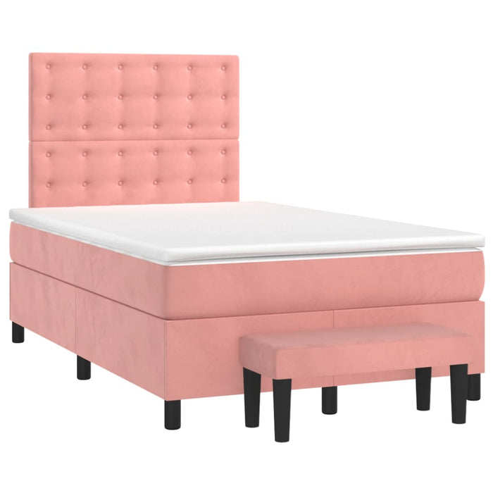 Pat box spring cu saltea, roz, 120x200 cm, catifea - WALTI WALTI
