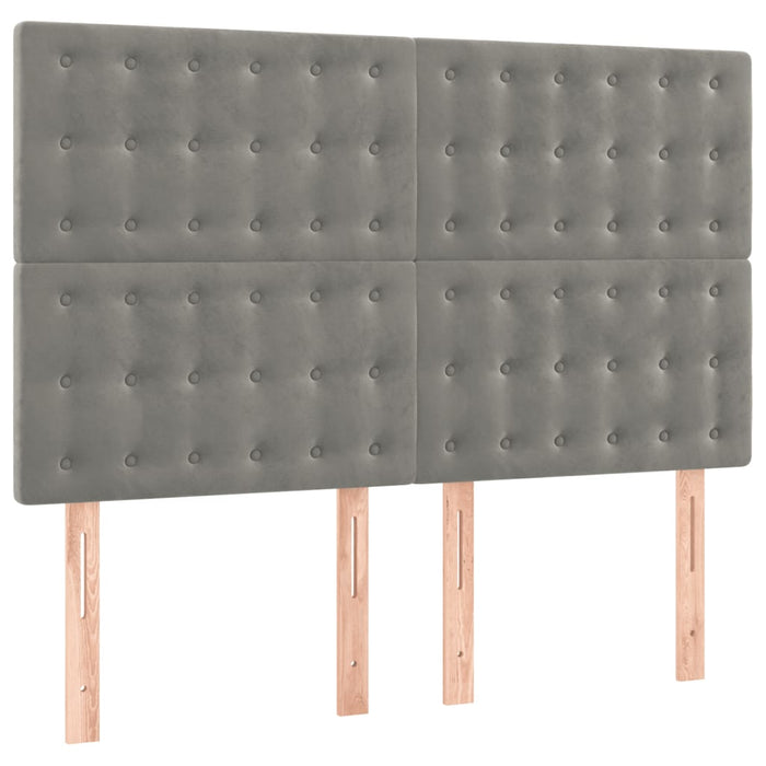 Pat box spring cu saltea, gri deschis, 140x190 cm, catifea - WALTI WALTI
