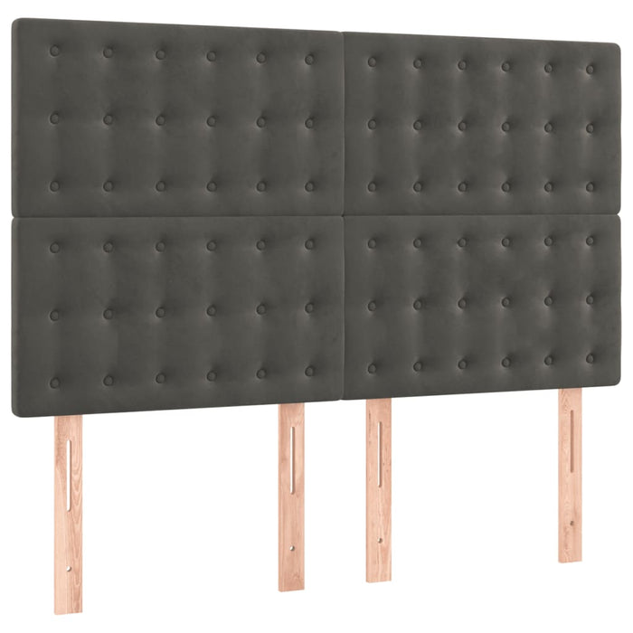 Pat box spring cu saltea, gri închis, 140x190 cm, catifea - WALTI WALTI