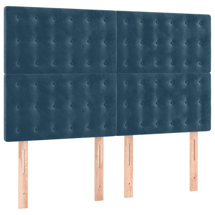 Pat box spring cu saltea, albastru închis, 140x190 cm, catifea - WALTI WALTI