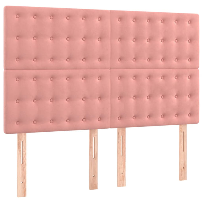 Pat box spring cu saltea, roz, 140x190 cm, catifea - WALTI WALTI