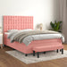 Pat box spring cu saltea, roz, 140x190 cm, catifea - WALTI WALTI