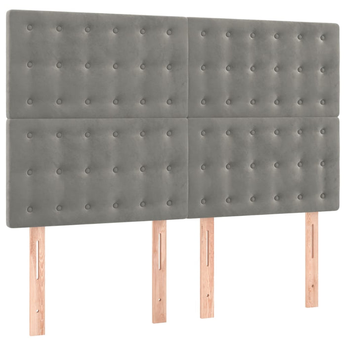 Pat box spring cu saltea, gri deschis, 140x200 cm, catifea - WALTI WALTI