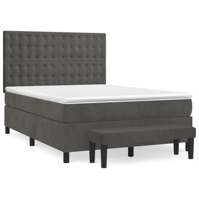 Pat box spring cu saltea, gri închis, 140x200 cm, catifea - WALTI WALTI