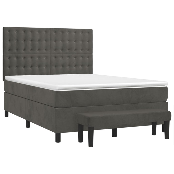 Pat box spring cu saltea, gri închis, 140x200 cm, catifea - WALTI WALTI