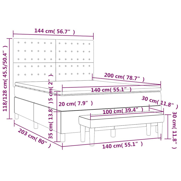 Pat box spring cu saltea, verde închis, 140x200 cm, catifea - WALTI WALTI