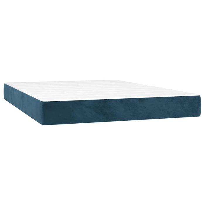 Pat box spring cu saltea, albastru închis, 140x200 cm, catifea - WALTI WALTI