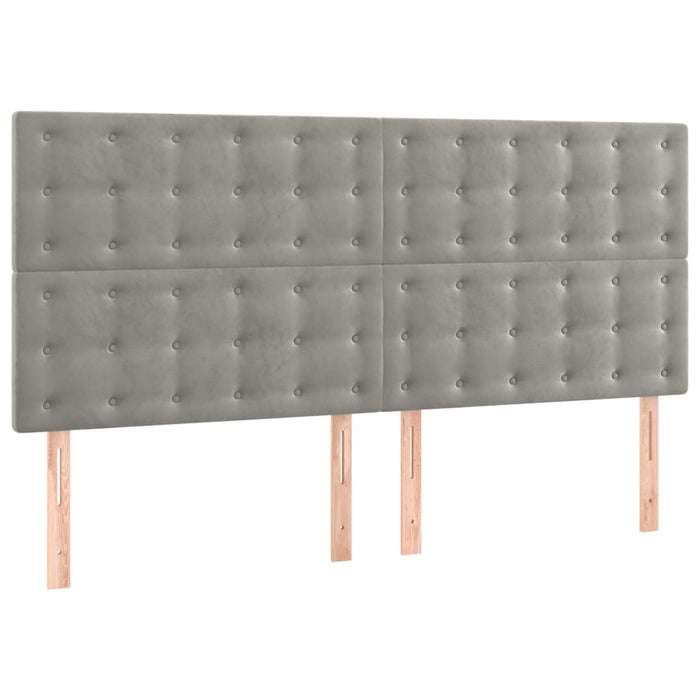 Pat box spring cu saltea, gri deschis, 160x200 cm, catifea - WALTI WALTI