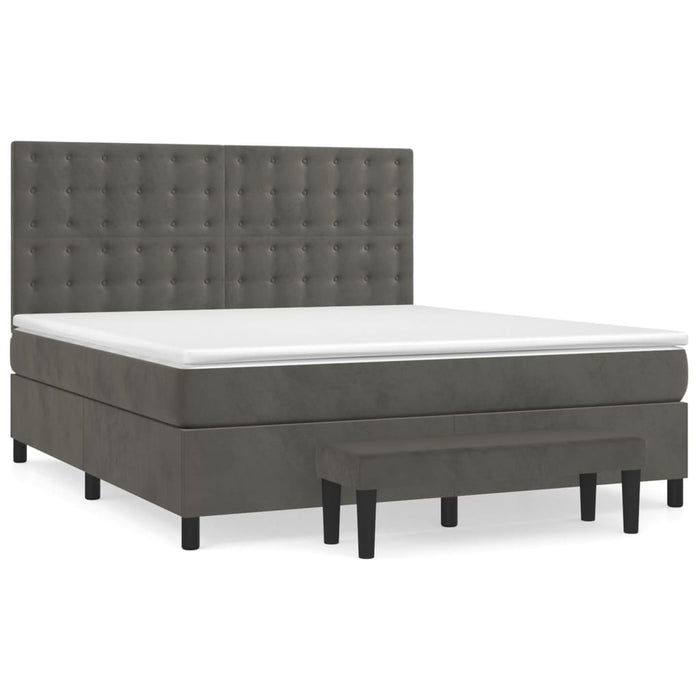 Pat box spring cu saltea, gri închis, 160x200 cm, catifea - WALTI WALTI