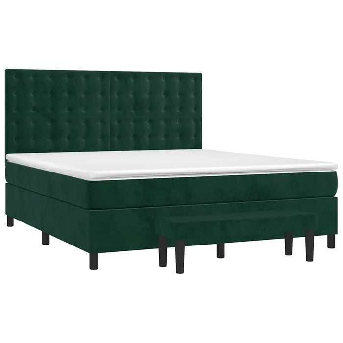 Pat box spring cu saltea, verde închis, 160x200 cm, catifea - WALTI WALTI