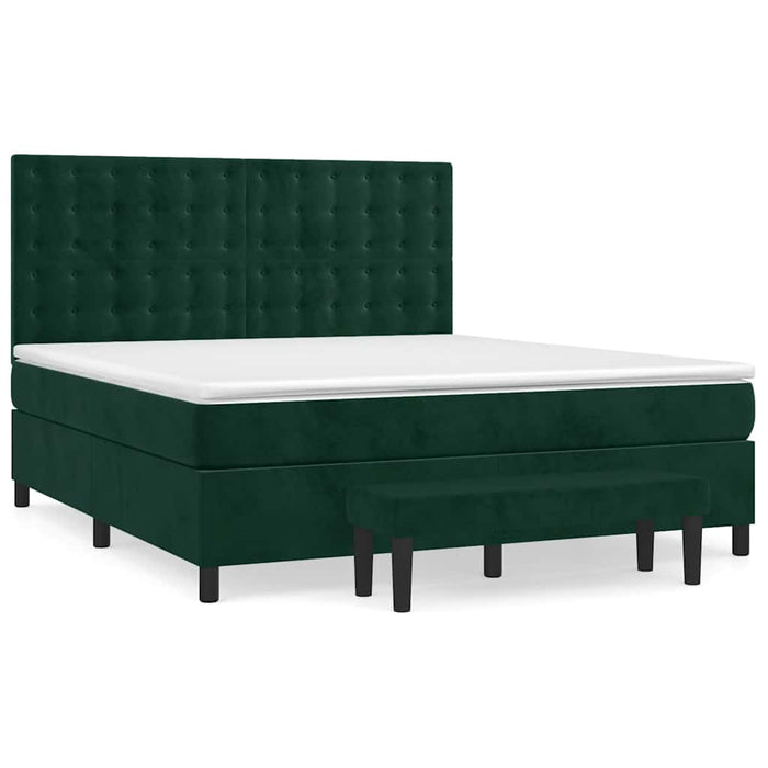 Pat box spring cu saltea, verde închis, 160x200 cm, catifea - WALTI WALTI