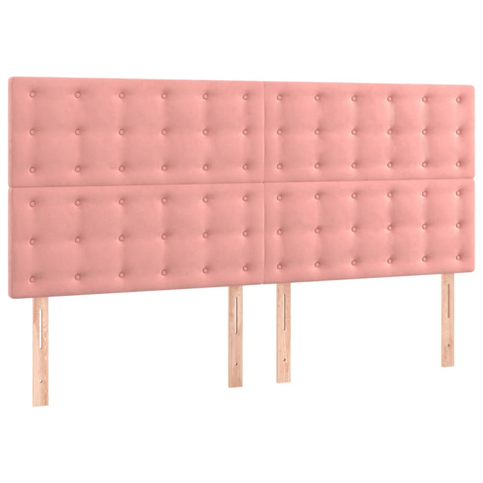 Pat box spring cu saltea, roz, 160x200 cm, catifea - WALTI WALTI