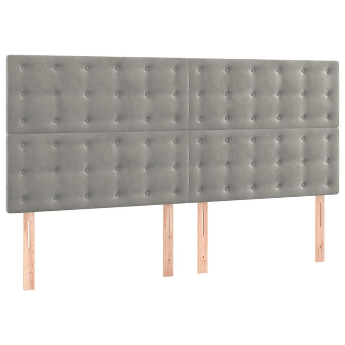 Pat box spring cu saltea, gri deschis, 180x200 cm, catifea - WALTI WALTI