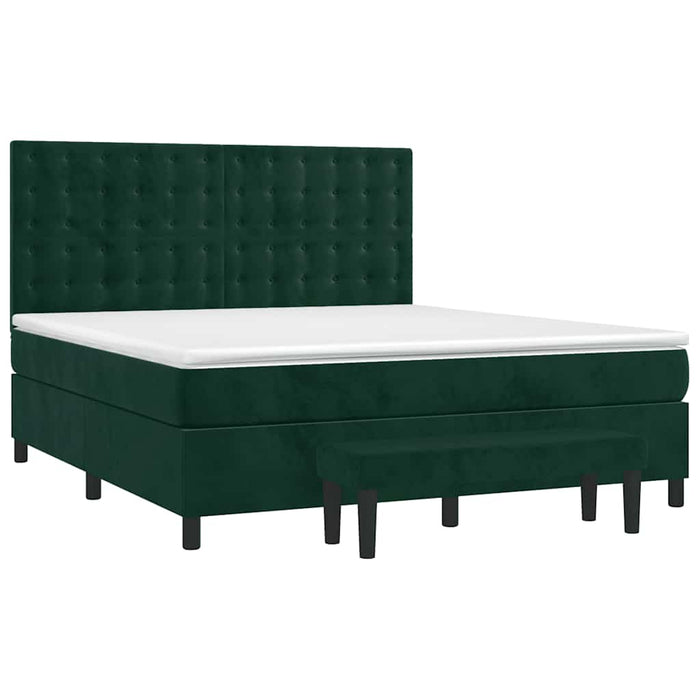 Pat box spring cu saltea, verde închis, 180x200 cm, catifea - WALTI WALTI