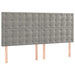 Pat box spring cu saltea, gri deschis, 200x200 cm, catifea - WALTI WALTI