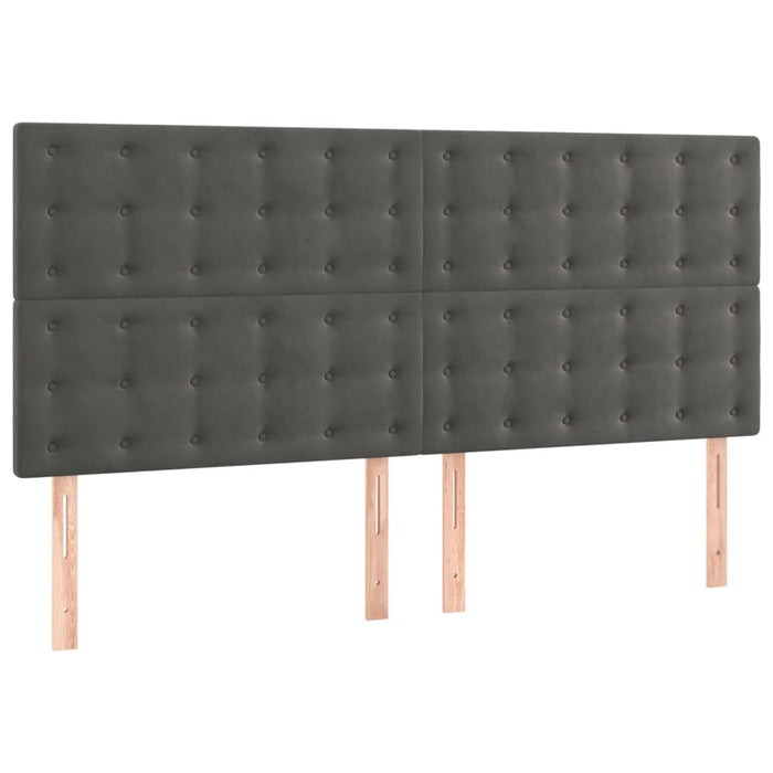Pat box spring cu saltea, gri închis, 200x200 cm, catifea - WALTI WALTI