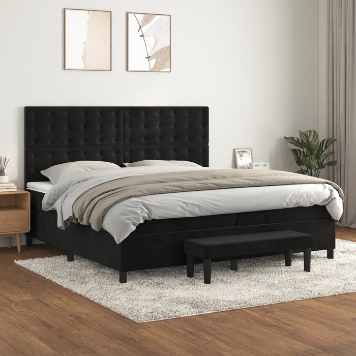 Pat box spring cu saltea, negru, 200x200 cm, catifea - WALTI WALTI
