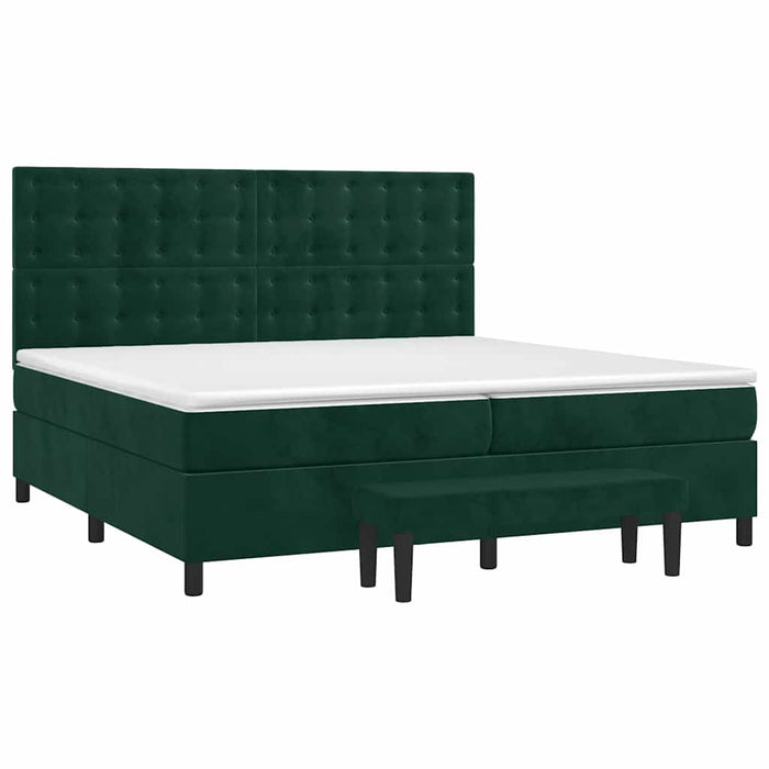 Pat box spring cu saltea, verde închis, 200x200 cm, catifea - WALTI WALTI