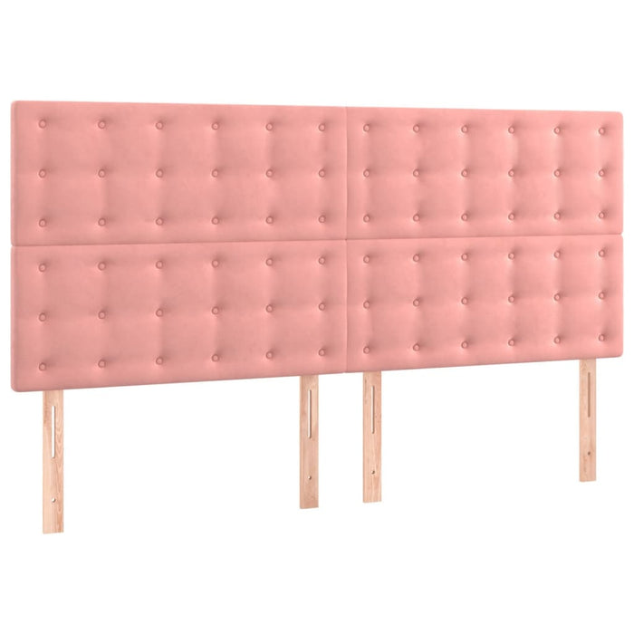 Pat box spring cu saltea, roz, 200x200 cm, catifea - WALTI WALTI