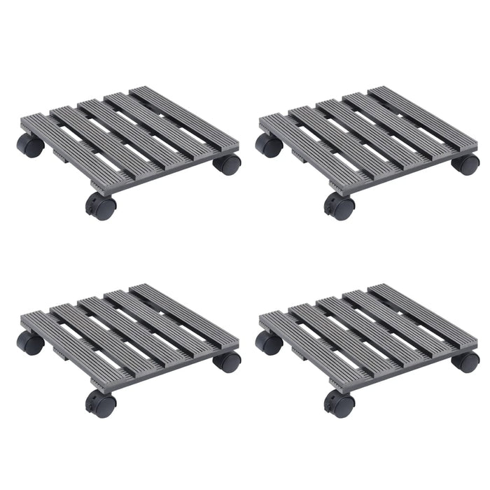 Cărucioare pentru plante, 4 buc., gri, 30x30x7,5 cm, WPC - WALTI WALTI