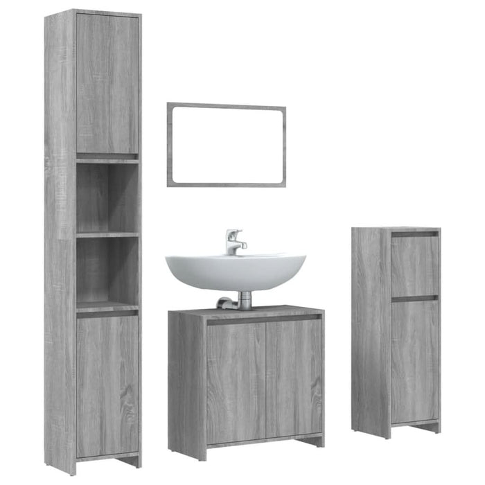 Set mobilier de baie, 4 piese, gri sonoma, lemn prelucrat - WALTI WALTI