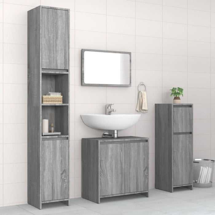 Set mobilier de baie, 4 piese, gri sonoma, lemn prelucrat - WALTI WALTI