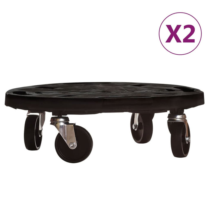 Cărucioare de plante cu roți 2 buc. negru diametru 40 cm 275 kg WALTI