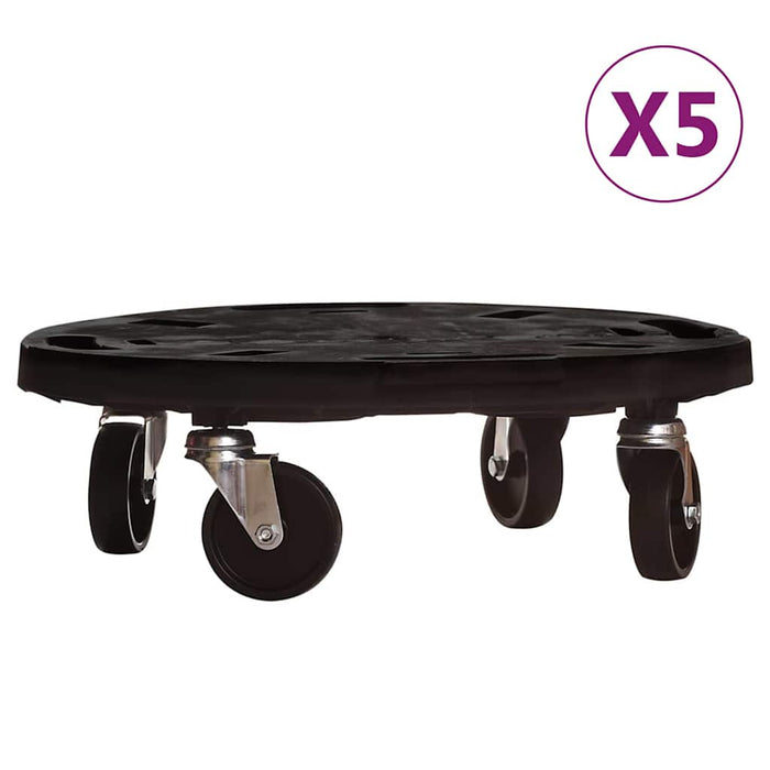 Cărucioare de plante cu roți 5 buc. negru diametru 40 cm 275 kg WALTI