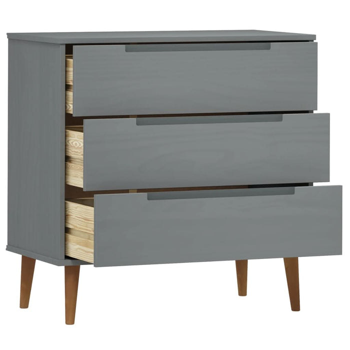 Dulap cu sertare „MOLDE”, gri, 80x40x80 cm, lemn masiv de pin - WALTI WALTI