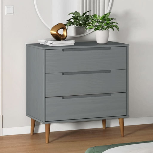 Dulap cu sertare „MOLDE”, gri, 80x40x80 cm, lemn masiv de pin - WALTI WALTI