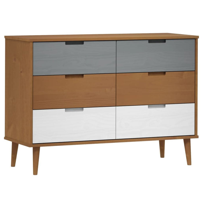 Dulap cu sertare „MOLDE”, maro, 113x40x80 cm, lemn masiv de pin - WALTI WALTI