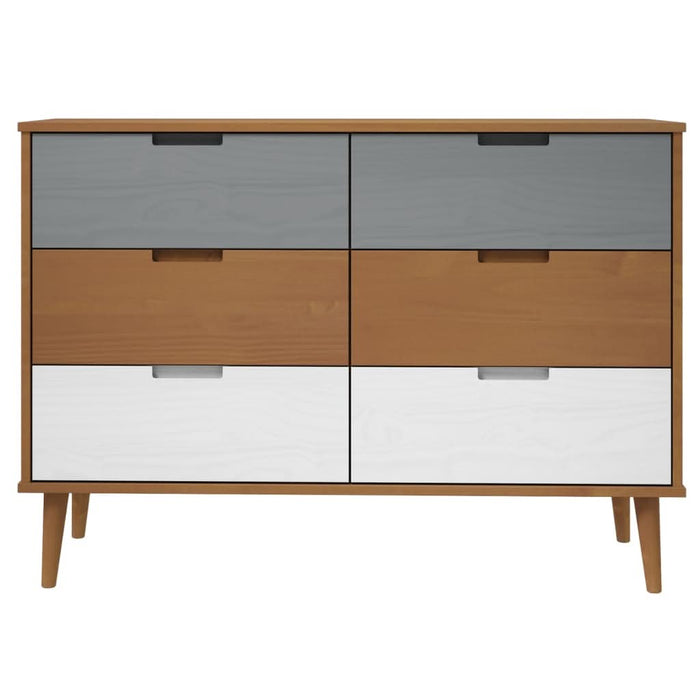 Dulap cu sertare „MOLDE”, maro, 113x40x80 cm, lemn masiv de pin - WALTI WALTI