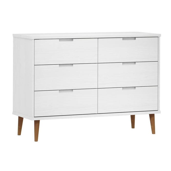 Dulap TV „MOLDE” alb, 113x40x80 cm, din lemn masiv de pin - WALTI WALTI