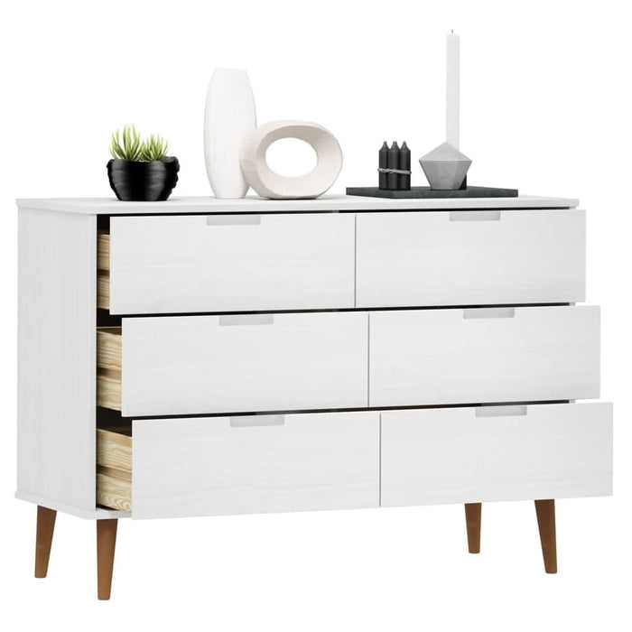 Dulap TV „MOLDE” alb, 113x40x80 cm, din lemn masiv de pin - WALTI WALTI