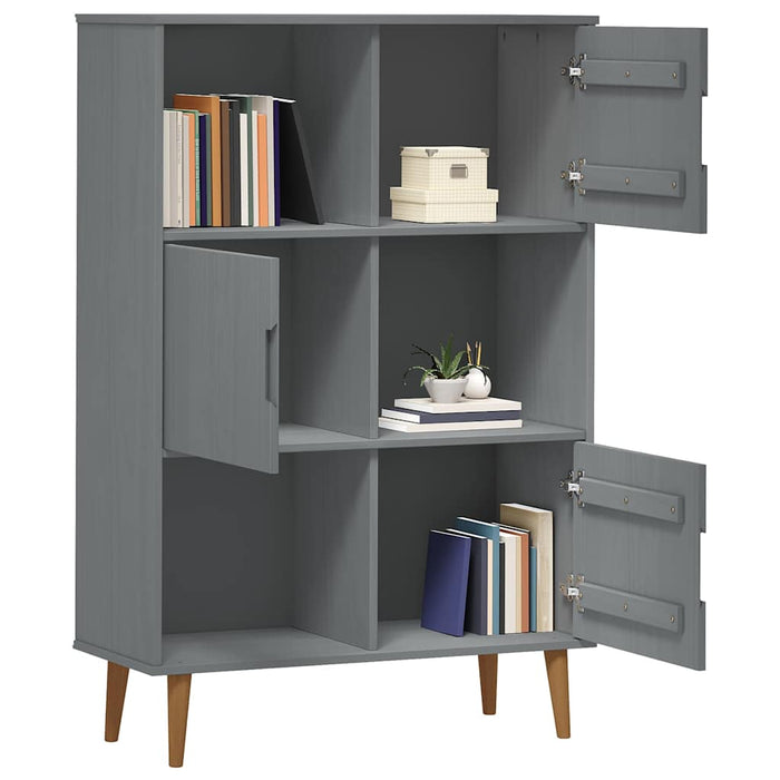 Bibliotecă „MOLDE” gri, 90x35x133,5 cm, lemn masiv de pin WALTI
