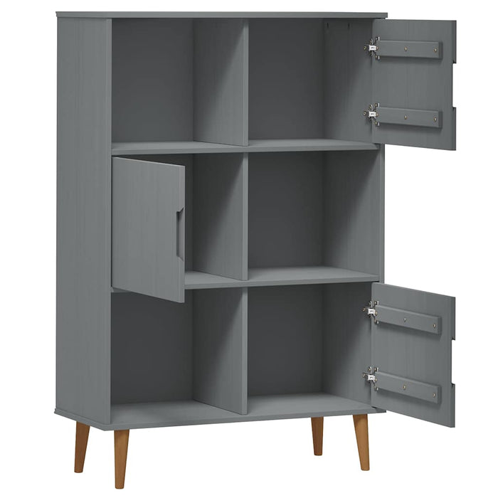 Bibliotecă „MOLDE” gri, 90x35x133,5 cm, lemn masiv de pin WALTI