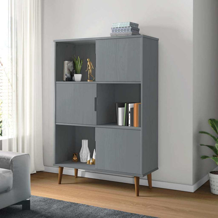 Bibliotecă „MOLDE” gri, 90x35x133,5 cm, lemn masiv de pin WALTI