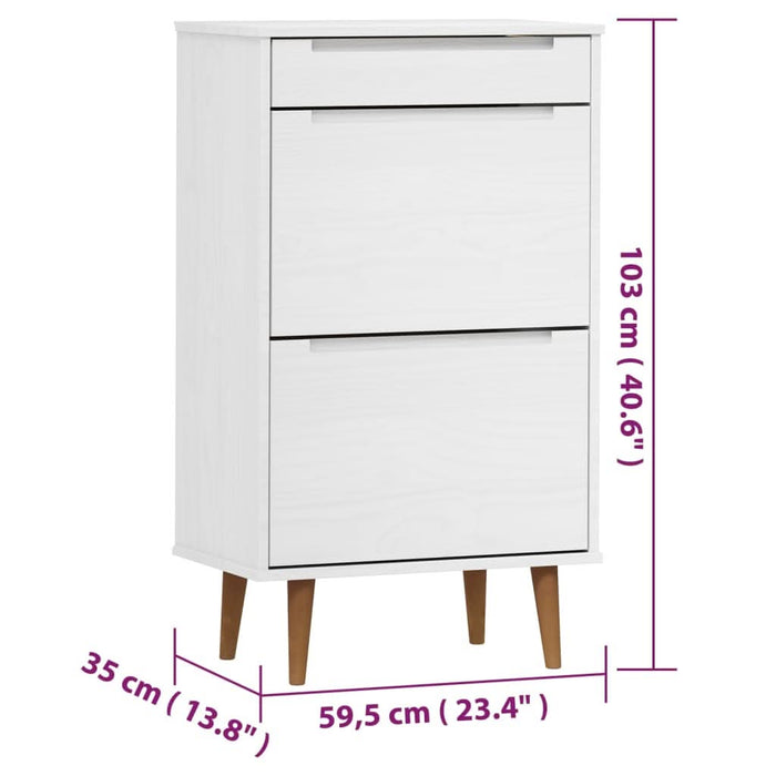 Pantofar "MOLDE", alb, 59,5x35x103 cm, lemn masiv de pin - WALTI WALTI