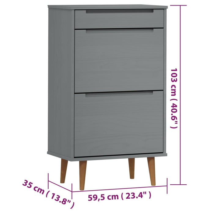 Pantofar "MOLDE", gri, 59,5x35x103 cm, lemn masiv de pin - WALTI WALTI